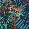 Sustainable Viscose Woven Print - Bright Navy and Green Painterly Palm Trees - Mood Exclusive Sundrenched Splash