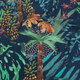 Sustainable Viscose Woven Print - Bright Navy and Green Painterly Palm Trees - Mood Exclusive Sundrenched Splash