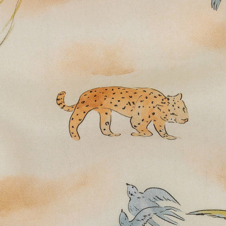 Sustainable Viscose Woven Print - Ivory Animals and Palm Trees - Mood Exclusive Savanna Spectacle