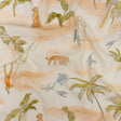 Sustainable Viscose Woven Print - Ivory Animals and Palm Trees - Mood Exclusive Savanna Spectacle