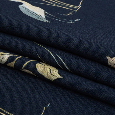 Sustainable Viscose Woven Print - Navy Animals and Palm Trees - Mood Exclusive Savanna Spectacle