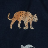 Sustainable Viscose Woven Print - Navy Animals and Palm Trees - Mood Exclusive Savanna Spectacle