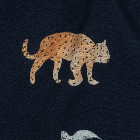 Sustainable Viscose Woven Print - Navy Animals and Palm Trees - Mood Exclusive Savanna Spectacle