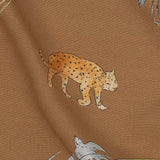 Sustainable Viscose Woven Print - Beige Animals and Palm Trees - Mood Exclusive Savanna Spectacle