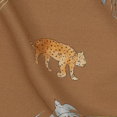 Sustainable Viscose Woven Print - Beige Animals and Palm Trees - Mood Exclusive Savanna Spectacle