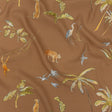 Sustainable Viscose Woven Print - Beige Animals and Palm Trees - Mood Exclusive Savanna Spectacle