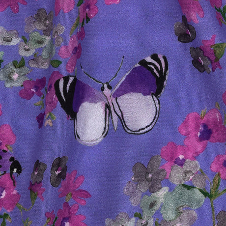 Sustainable Viscose Woven Print - Lavender Butterflies and Flowers - Mood Exclusive Mariposa Oasis