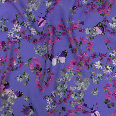 Sustainable Viscose Woven Print - Lavender Butterflies and Flowers - Mood Exclusive Mariposa Oasis