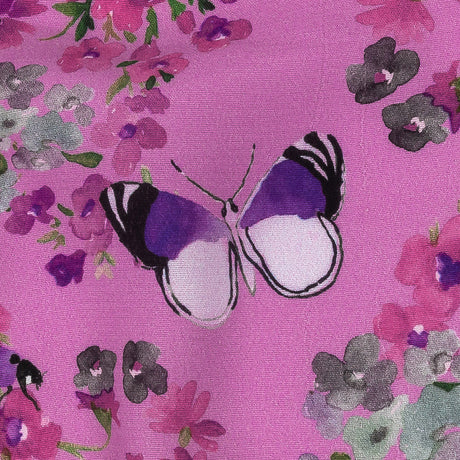Sustainable Viscose Woven Print - Orchid Butterflies and Flowers - Mood Exclusive Mariposa Oasis