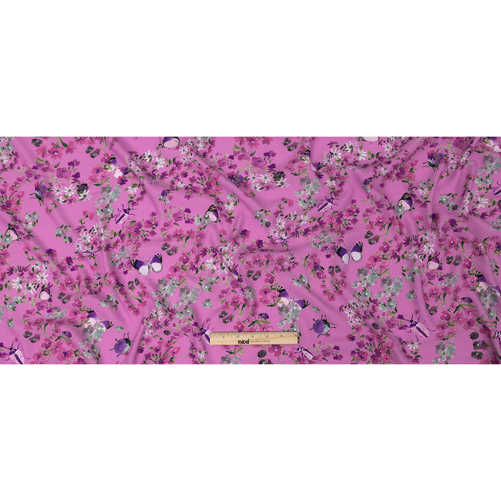 Sustainable Viscose Woven Print - Orchid Butterflies and Flowers - Mood Exclusive Mariposa Oasis