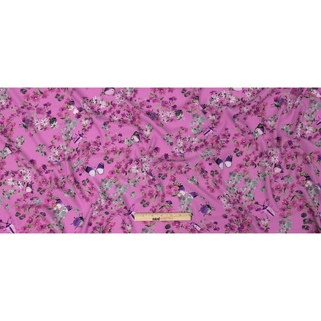 Sustainable Viscose Woven Print - Orchid Butterflies and Flowers - Mood Exclusive Mariposa Oasis