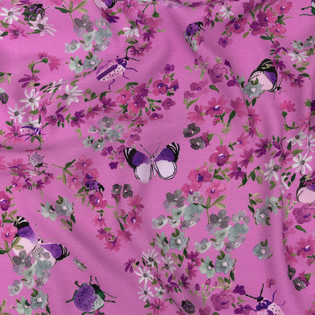 Sustainable Viscose Woven Print - Orchid Butterflies and Flowers - Mood Exclusive Mariposa Oasis