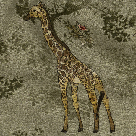 Sustainable Viscose Woven Print - Pale Green Savanna Animals and Trees - Mood Exclusive Serene Safari