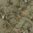 Sustainable Viscose Woven Print - Pale Green Savanna Animals and Trees - Mood Exclusive Serene Safari
