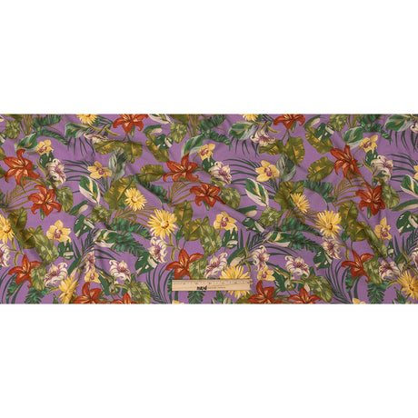 Sustainable Viscose Woven Print - Purple, Green and Red Floral - Mood Exclusive Vivid Vanity