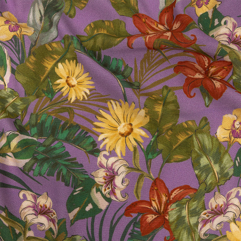 Sustainable Viscose Woven Print - Purple, Green and Red Floral - Mood Exclusive Vivid Vanity