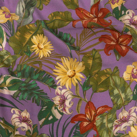 Sustainable Viscose Woven Print - Purple, Green and Red Floral - Mood Exclusive Vivid Vanity