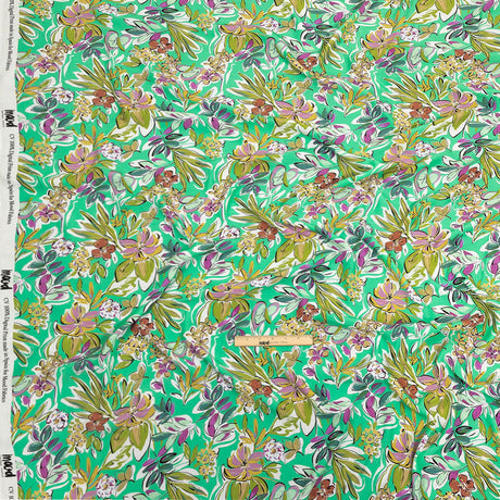 Sustainable Viscose Woven Print - Mint, Purple and Yellow Floral - Mood Exclusive Greenhouse Gala
