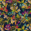 Sustainable Viscose Woven Print - Navy Blue, Green and Purple Floral - Mood Exclusive Tropics at Twilight