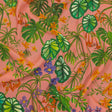 Sustainable Viscose Woven Print - Pink and Green Leaves and Flowers - Mood Exclusive Lily Pad Paradise