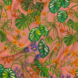 Sustainable Viscose Woven Print - Pink and Green Leaves and Flowers - Mood Exclusive Lily Pad Paradise