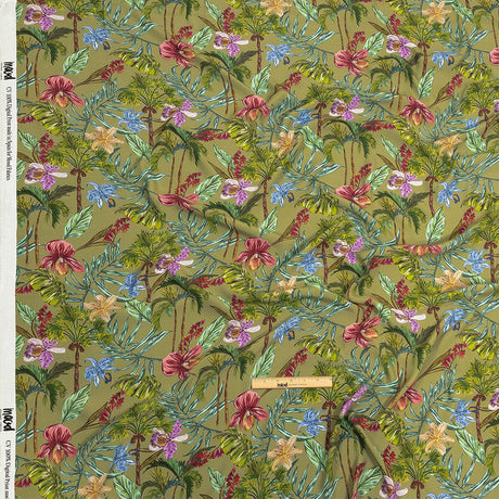 Sustainable Viscose Woven Print - Green Trees, Leaves and Flowers - Mood Exclusive Organic Orchids