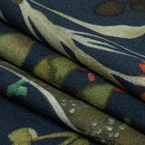 Sustainable Viscose Woven Print - Navy, Green and Red Troplical Leaves and Flowers - Mood Exclusive Subtropic Vegetation