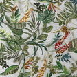 Sustainable Viscose Woven Print - White, Green and Red Troplical Leaves and Flowers - Mood Exclusive Subtropic Vegetation