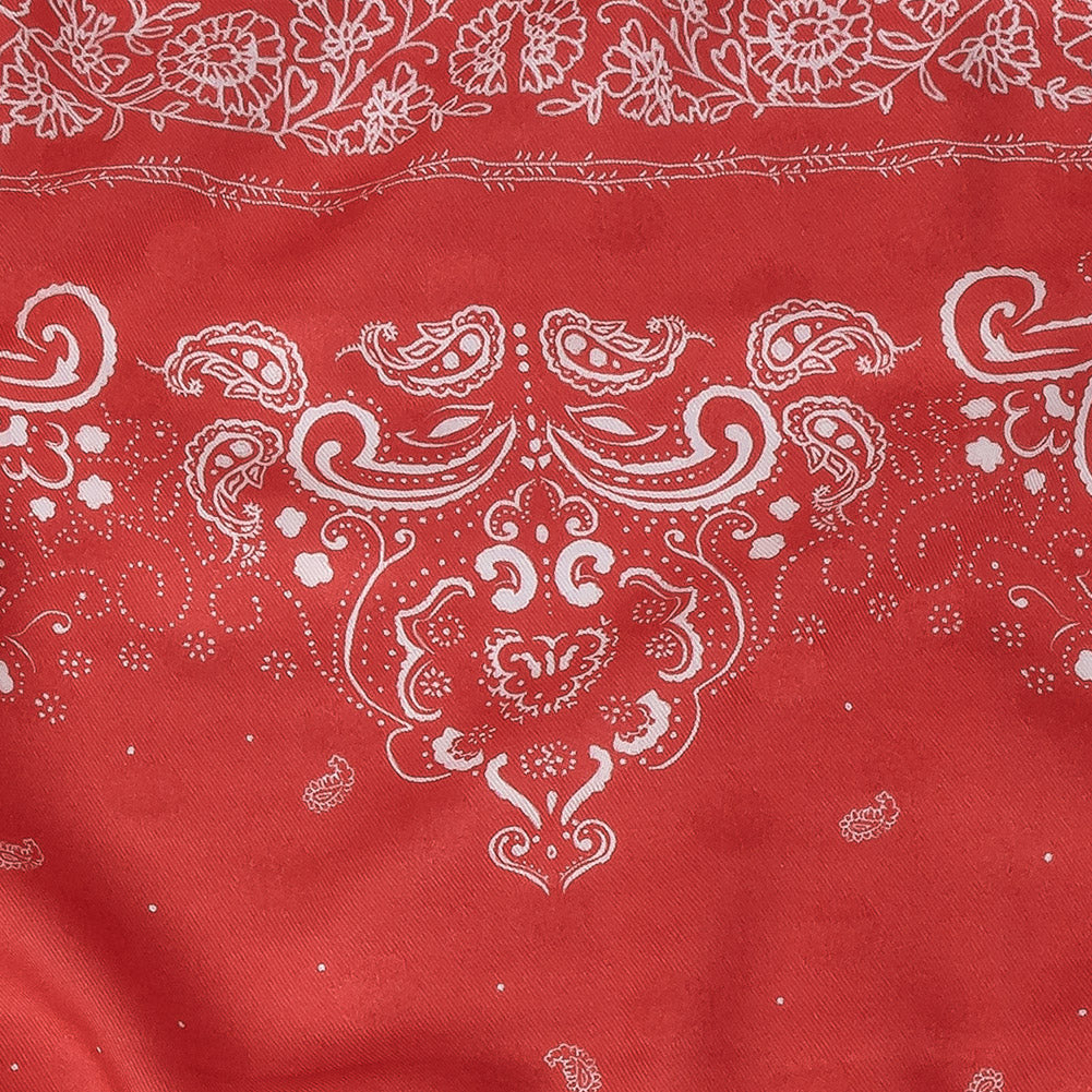 Polka Dotted Viscose Jacquard Panel - Hot Coral Floral Bandana - Mood Exclusive Dauntless Disguise