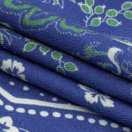Polka Dotted Viscose Jacquard Panel - Blue Jacobean Floral Medallion - Mood Exclusive Inverted Perceptions