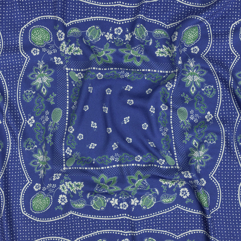 Polka Dotted Viscose Jacquard Panel - Blue Jacobean Floral Medallion - Mood Exclusive Inverted Perceptions