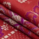 Polka Dotted Viscose Jacquard Panel - Hot Coral Jacobean Floral Medallion - Mood Exclusive Inverted Perceptions