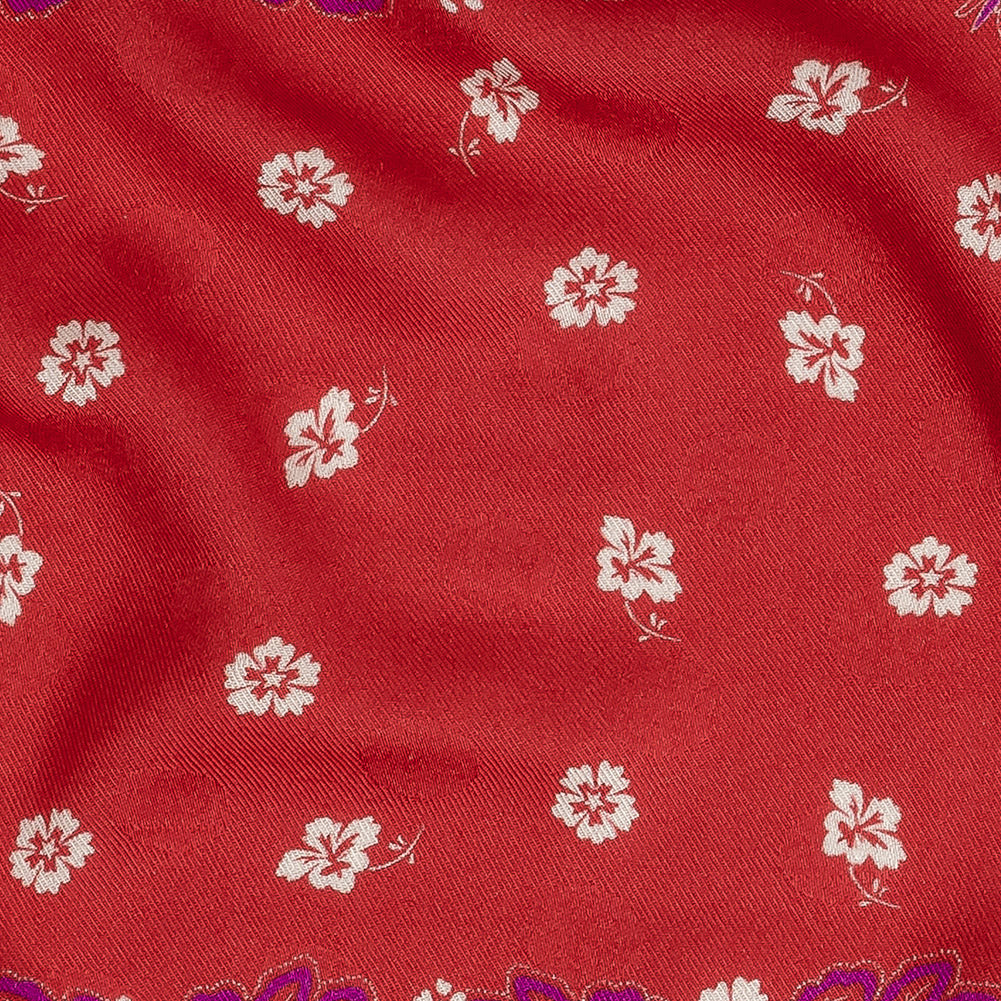 Polka Dotted Viscose Jacquard Panel - Hot Coral Jacobean Floral Medallion - Mood Exclusive Inverted Perceptions