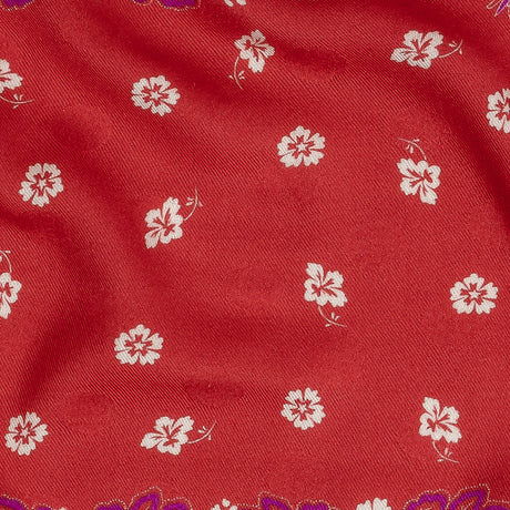 Polka Dotted Viscose Jacquard Panel - Hot Coral Jacobean Floral Medallion - Mood Exclusive Inverted Perceptions