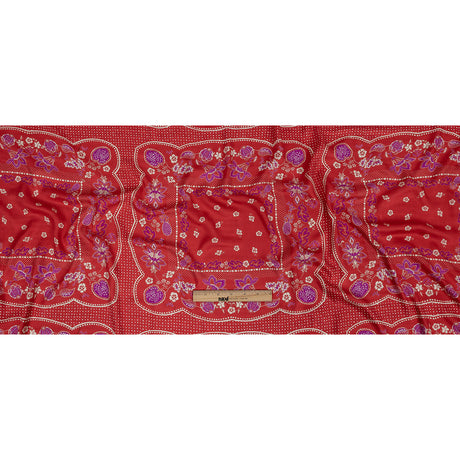 Polka Dotted Viscose Jacquard Panel - Hot Coral Jacobean Floral Medallion - Mood Exclusive Inverted Perceptions