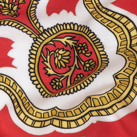 Polka Dotted Viscose Jacquard Print - Hot Coral and Gold Fancy Paisley - Mood Exclusive Elaborate Eminence