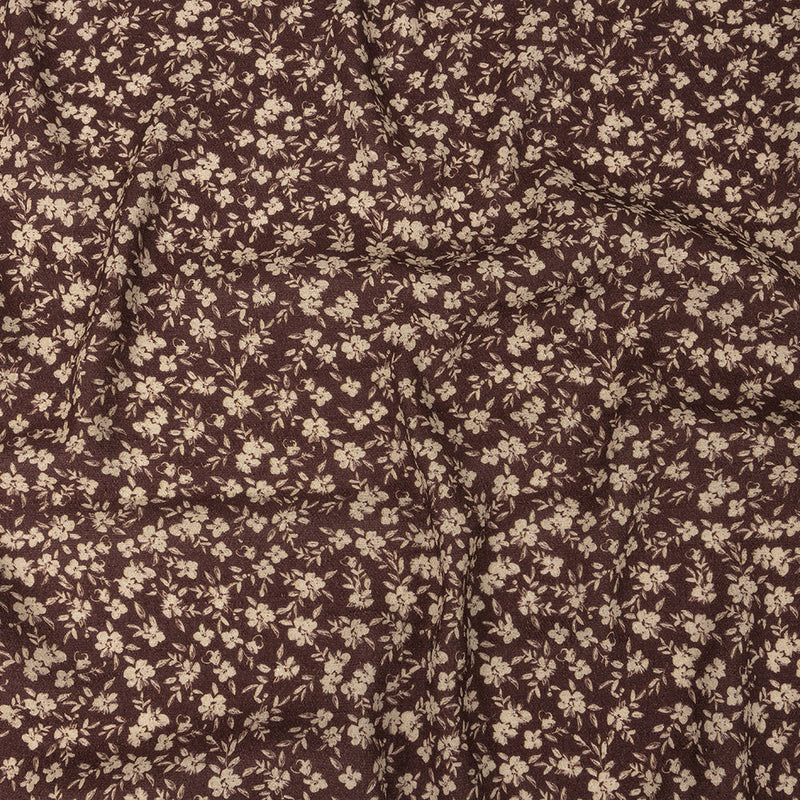 Gauzy Viscose Crepe Print - Brown Floral - Mood Exclusive Flowering Heirloom