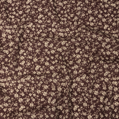 Gauzy Viscose Crepe Print - Brown Floral - Mood Exclusive Flowering Heirloom