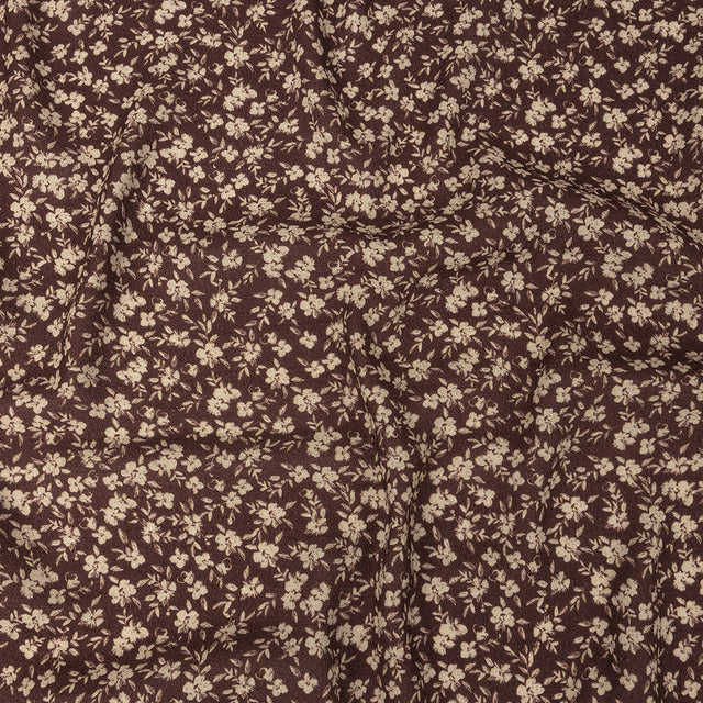 Gauzy Viscose Crepe Print - Brown Floral - Mood Exclusive Flowering Heirloom