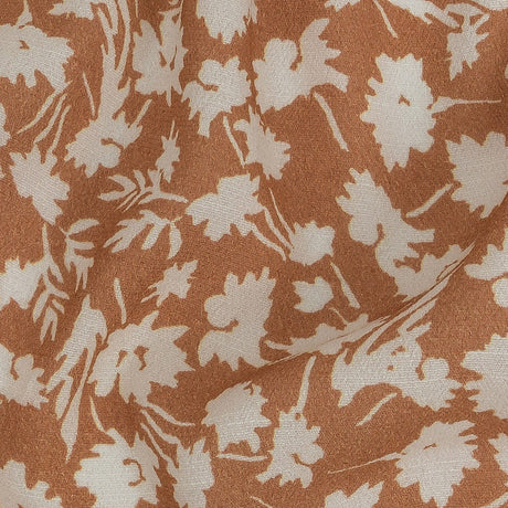 Gauzy Viscose Crepe Print - Dusty Orange and White Floral - Mood Exclusive Botanical Imprints