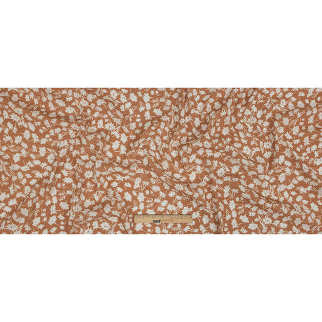 Gauzy Viscose Crepe Print - Dusty Orange and White Floral - Mood Exclusive Botanical Imprints
