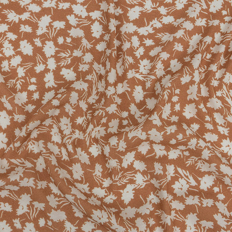 Gauzy Viscose Crepe Print - Dusty Orange and White Floral - Mood Exclusive Botanical Imprints