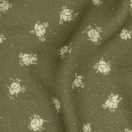 Gauzy Viscose Crepe Print - Pea Green Ditsy Floral - Mood Exclusive Rose Relic