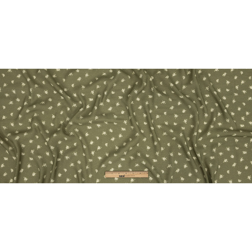 Gauzy Viscose Crepe Print - Pea Green Ditsy Floral - Mood Exclusive Rose Relic