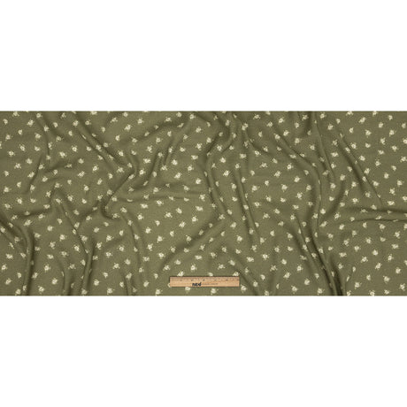 Gauzy Viscose Crepe Print - Pea Green Ditsy Floral - Mood Exclusive Rose Relic