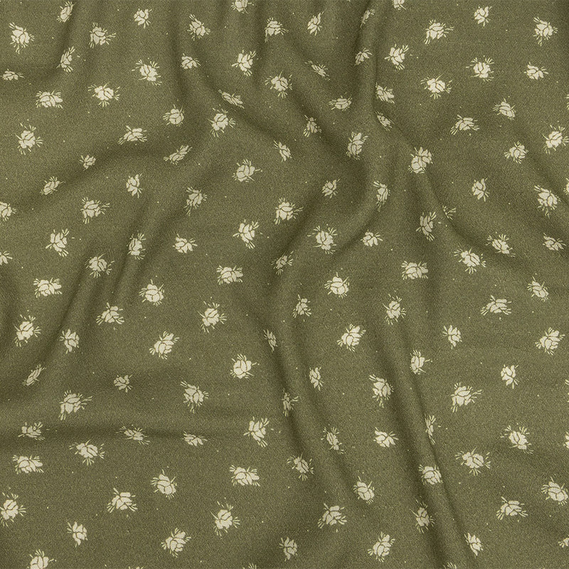 Gauzy Viscose Crepe Print - Pea Green Ditsy Floral - Mood Exclusive Rose Relic