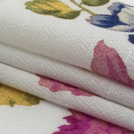 Gauzy Viscose Crepe Print - White, Pink and Yellow Floral - Mood Exclusive Flores de la Toscana