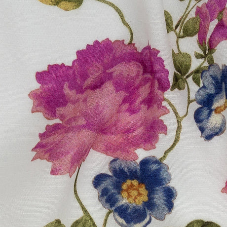 Gauzy Viscose Crepe Print - White, Pink and Yellow Floral - Mood Exclusive Flores de la Toscana