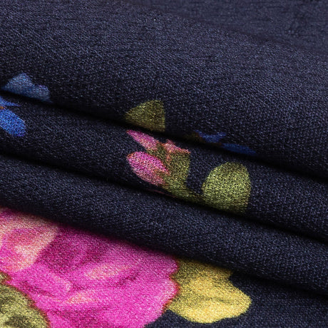 Gauzy Viscose Crepe Print - Navy, Pink and Yellow Floral - Mood Exclusive Flores de la Toscana