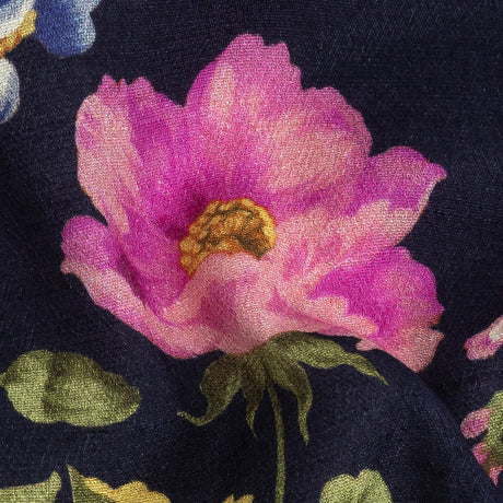 Gauzy Viscose Crepe Print - Navy, Pink and Yellow Floral - Mood Exclusive Flores de la Toscana